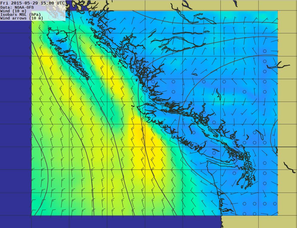 Grib file of offshore winds